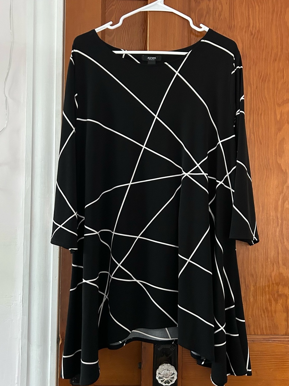 Alfani Black Top with White Stripe Trim - Picture 2 of 3